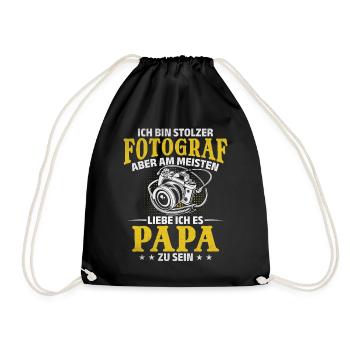 Fotokamera Kamera Fotografie Fotografen Papa - Turnbeutel - Schwarz - Vorne