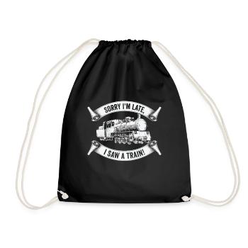 Train Locomotive Hobby Trainspotting Railfan - Drawstring Bag - black - Front