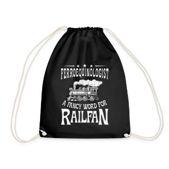 Ferroequinologist Train Railfan Locomotive Hobby - Drawstring Bag - black - Front