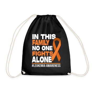 No One Fights Alone Family - Leukemia Awareness - Drawstring Bag - black - Front