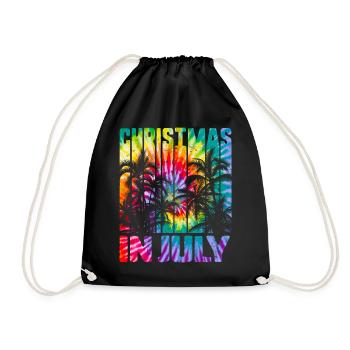 Christmas In July Vintage Beach Palms Hawaii - Drawstring Bag - black - Front