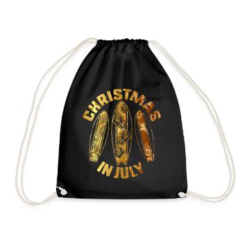 Christmas In July Surf Boards Surfing Waves Beach - Drawstring Bag - black - Front