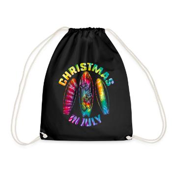 Christmas In July Surf Boards Surfing Waves Beach - Drawstring Bag - black - Front