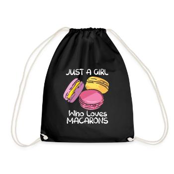 Just A Girl Who Loves Macarons Macaroon French - Drawstring Bag - black - Front