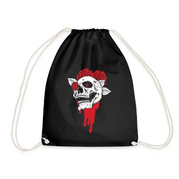 Totenköpfe und Rosen Gothic Knochen Skelett Tod - Turnbeutel - Schwarz - Vorne