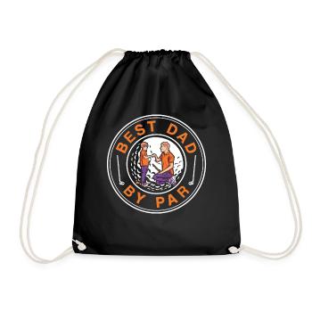 Best Dad By Par Golfer Golfing Father Papa Papi - Drawstring Bag - black - Front
