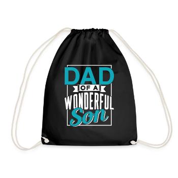 Vater Eines Wunderbaren Sohnes Sprüche Papa Papi - Turnbeutel - Schwarz - Vorne