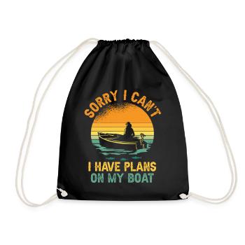 I can't I have plans for my boat hobby - Drawstring Bag - black - Front
