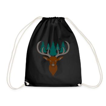 Bois de cerf rouge avec des bois de cerf - Sac de sport léger - noir - Devant