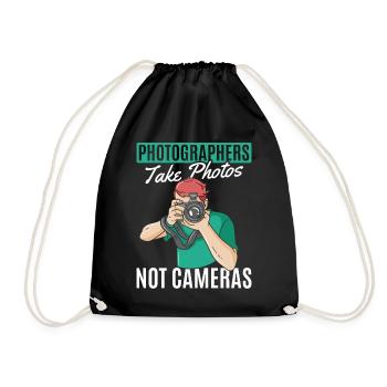 Photographers take photos, not cameras, - Drawstring Bag - black - Front