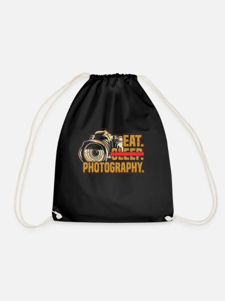 Fotograf Foto Kamera Foto Essen Schlafen - Turnbeutel - Schwarz