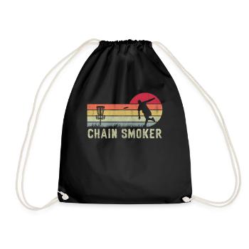 Retro Sunset Chain Smoker Disc Golf - Drawstring Bag - black - Front