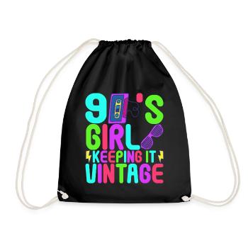 90s Party 90s - Drawstring Bag - black - Front