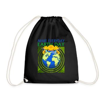 Earth Day Environmental Shirt, Make Everyday - Drawstring Bag - black - Front