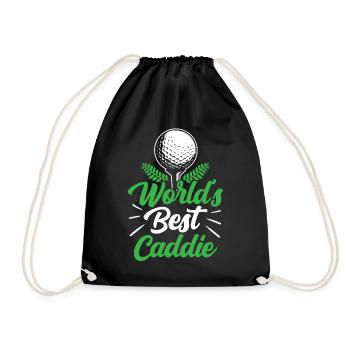 Der Beste Caddie Der Welt Golf Golfen Golfer - Turnbeutel - Schwarz - Vorne