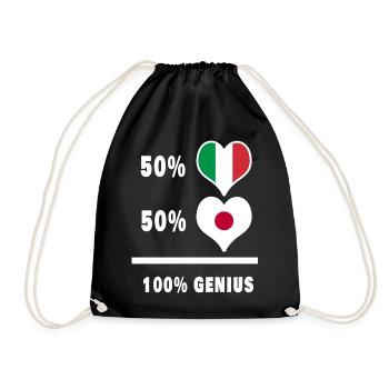 Italien und Japan genial / Geschenk - Turnbeutel - Schwarz - Vorne