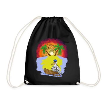 Ahoi Caribbean Island Rowing Boat Seagull Captain Trip - Drawstring Bag - black - Front