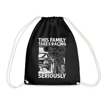 This Family Takes Racing Seriously - Race Cars - M - Drawstring Bag - black - Front