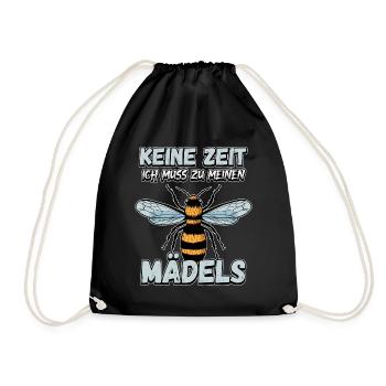 Keine Zeit Ich Muss Zu Meinen Mädels Bienen Imker - Turnbeutel - Schwarz - Vorne