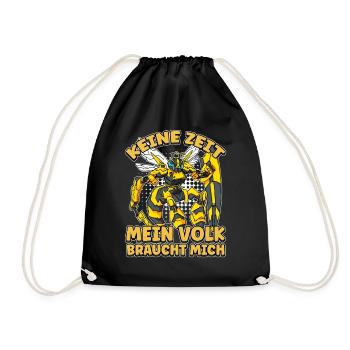 Keine Zeit Mein Volk braucht mich Imker Bienen - Turnbeutel - Schwarz - Vorne