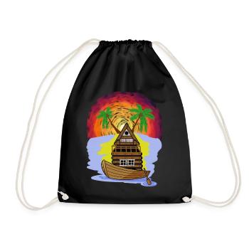 Adventure Leisure Travel Holiday Boat Caribbean Island - Drawstring Bag - black - Front