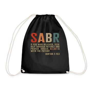 Chemise Sabr, T-shirt cadeau de prière musulmane, Islam arabe - Sac de sport léger - noir - Devant