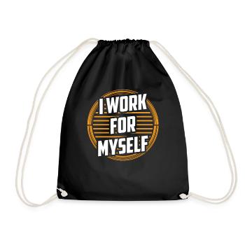 I work for myself entrepreneur founder - Drawstring Bag - black - Front