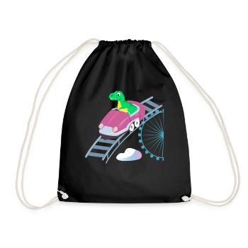 Roller Coaster T Rex Dinosaur - Drawstring Bag - black - Front