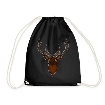 Bois de cerf rouge avec des bois de cerf - Sac de sport léger - noir - Devant