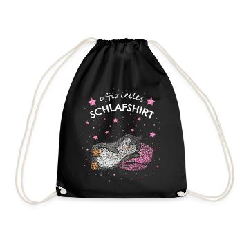 Offizielles Schlafshirt Pinguin Pinguinliebhaber - Turnbeutel - Schwarz - Vorne