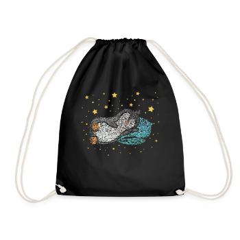 Cuddly Shirt Sleeping Shirt Penguin Morning Muffle - Drawstring Bag - black - Front