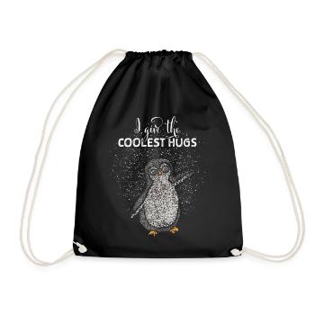 Cuddly Shirt Hugs Hug Penguin Penguins - Drawstring Bag - black - Front