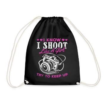 I know I'm photographing like a girl, - Drawstring Bag - black - Front