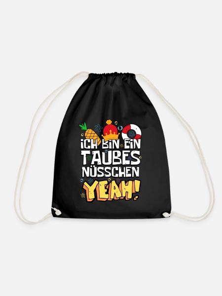 Ich bin ein taubes Nüsschen Yeah Spruch Fernsehen - Turnbeutel - Schwarz