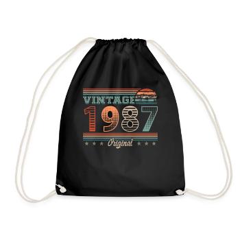 Vintage 1987 Year of birth 1987 Birthday Men - Drawstring Bag - black - Front