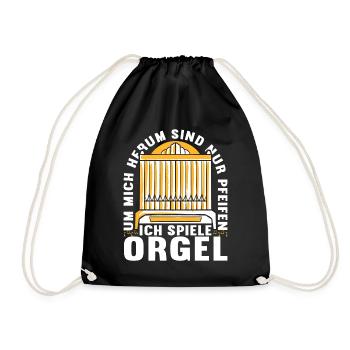 Orgel Organist Orgelspieler - Turnbeutel - Schwarz - Vorne