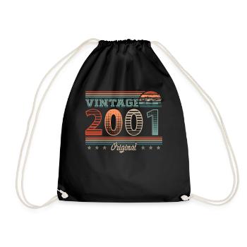 Vintage 2001 Year of birth 2001 Birthday Men - Drawstring Bag - black - Front