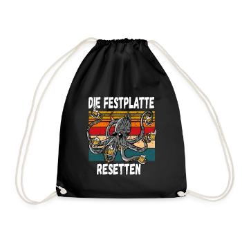 Die Festplatte Resetten witziger Trinkspruch - Turnbeutel - Schwarz - Vorne
