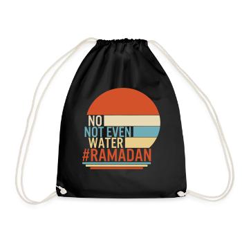 Ramadan-Hemd, nicht einmal Wasser, muslimisches Fasten - Turnbeutel - Schwarz - Vorne