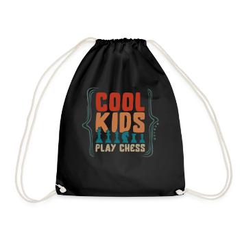 Chess Lover Shirt, Cool Kids Play Chess Board - Drawstring Bag - black - Front
