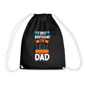 First Birthday As Papa Daddy Father Party - Drawstring Bag - black - Front