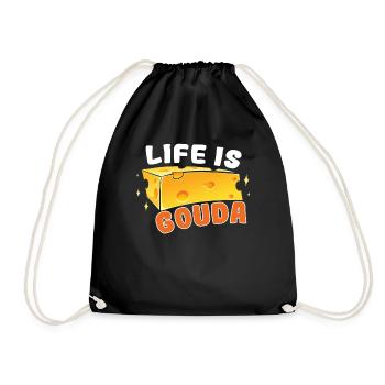 Käsefan Cheese Cheese lover Gouda Hard Cheese - Drawstring Bag - black - Front