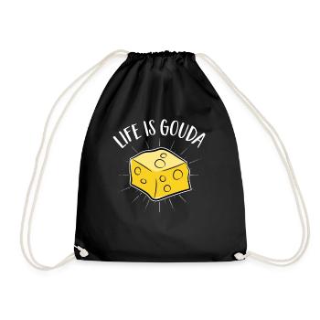 Käsefan Cheese Cheese lover Gouda Hard Cheese - Drawstring Bag - black - Front