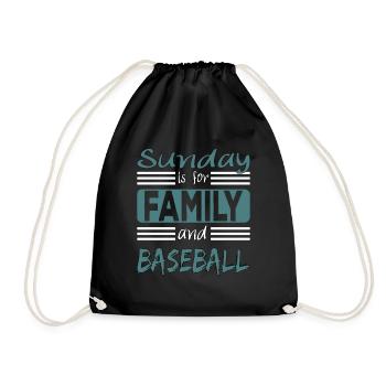 Sunday is for family and Baseball saying - Drawstring Bag - black - Front