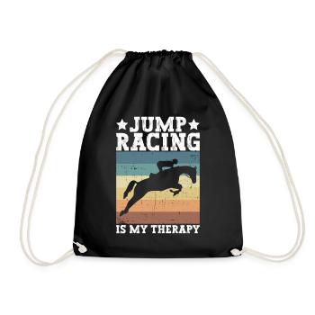 Show Jumping Horse Racing Horse Riding Riders - Drawstring Bag - black - Front
