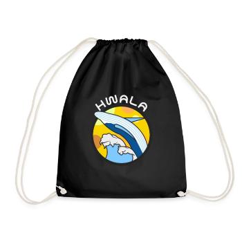 Baleine Bleu Baleine Eau Mer Océan Vague Soleil HWALA - Sac de sport léger - noir - Devant