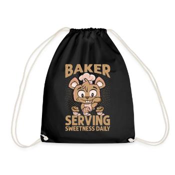 Baker Serving Sweetness Daily - Cakes - Funny - Ba - Turnbeutel - Schwarz - Vorne