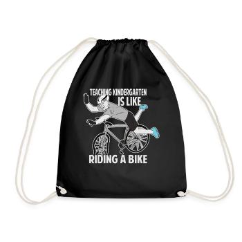 Teaching Kindergarten Is Like Riding A Bike - Funn - Drawstring Bag - black - Front