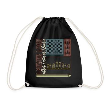 Chess Shirt, I Never Lose Either I Win Or I Learn - Drawstring Bag - black - Front