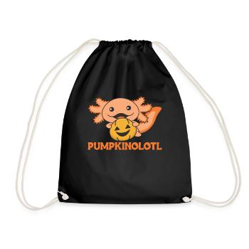 Pumpkin Axolotl lovers cute animals for Halloween - Drawstring Bag - black - Front